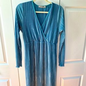 ASOS MATERNITY - SIZE 8 - teal, ls, midi dress